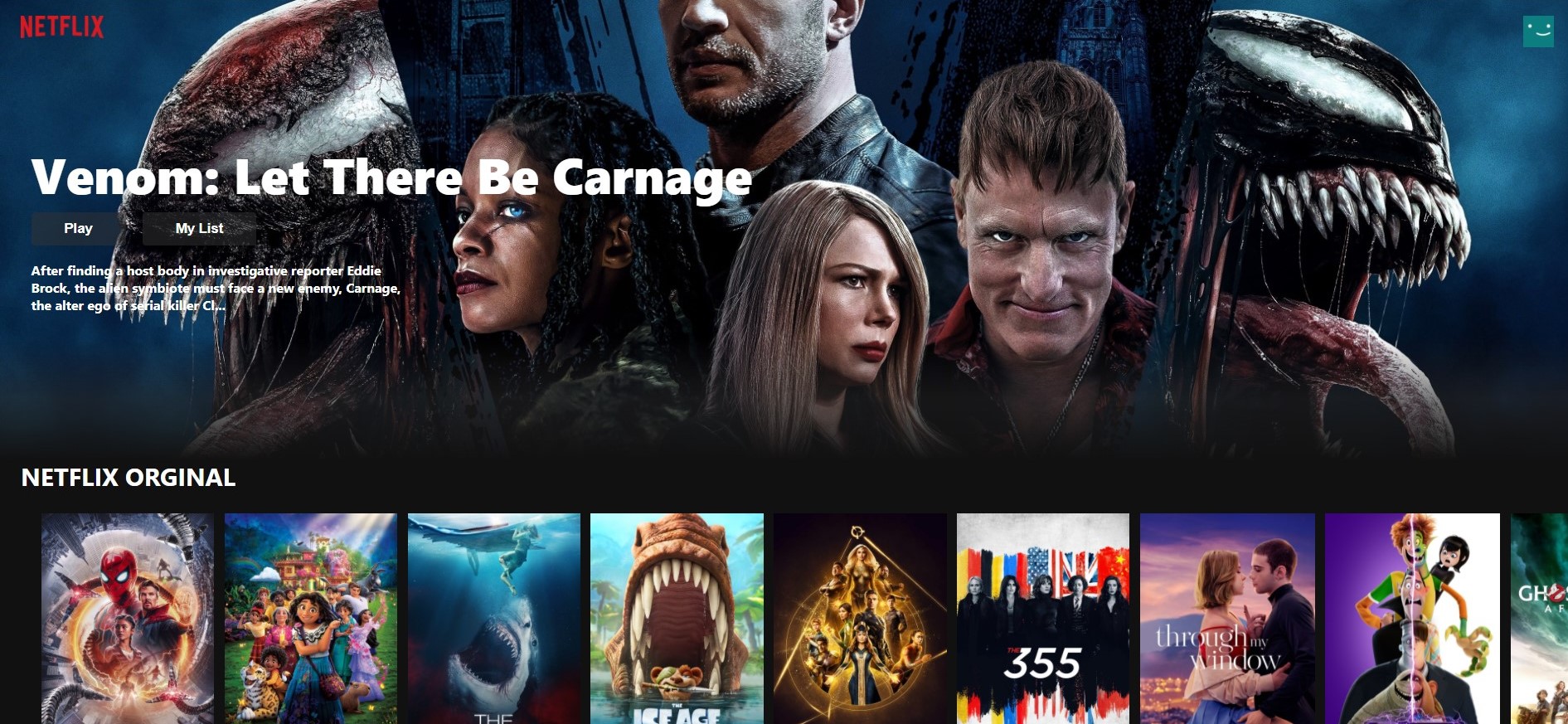 netflix homepage clone with (Reactjs)
